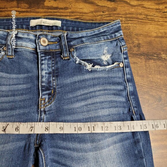 Kancan Jeans Size 26 Skinny Mid Rise Raw Hem Medium Light Wash Stretch Denim - Picture 7 of 12